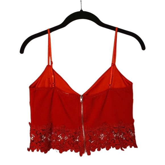 SARAH LA Rust Orange Floral Lace Hem Sleeveless Crop Top Small - Picture 3 of 6
